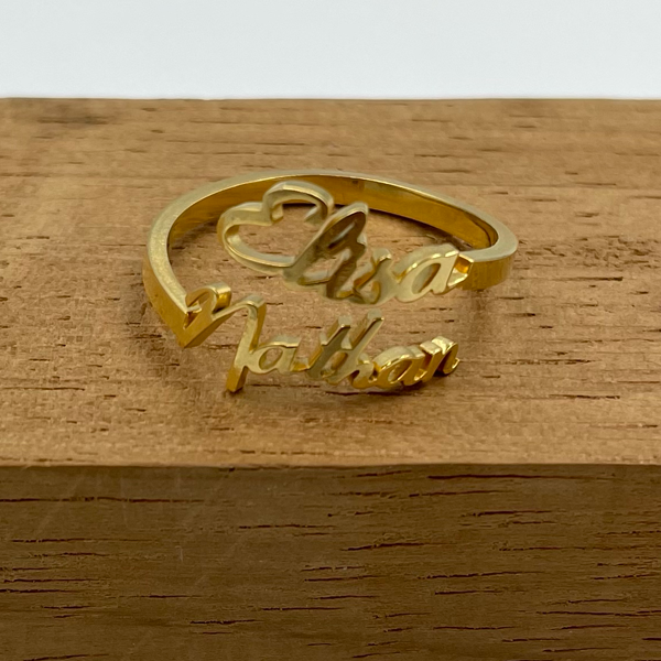 ATENA Personalized Double Name Ring